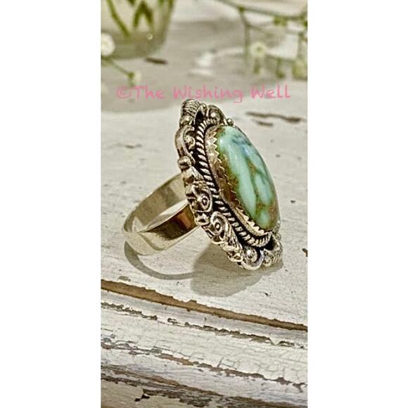 Palomino Turquoise (Varisvite) Victorian Style Oval Ring 6-10 - Picture 6 of 7